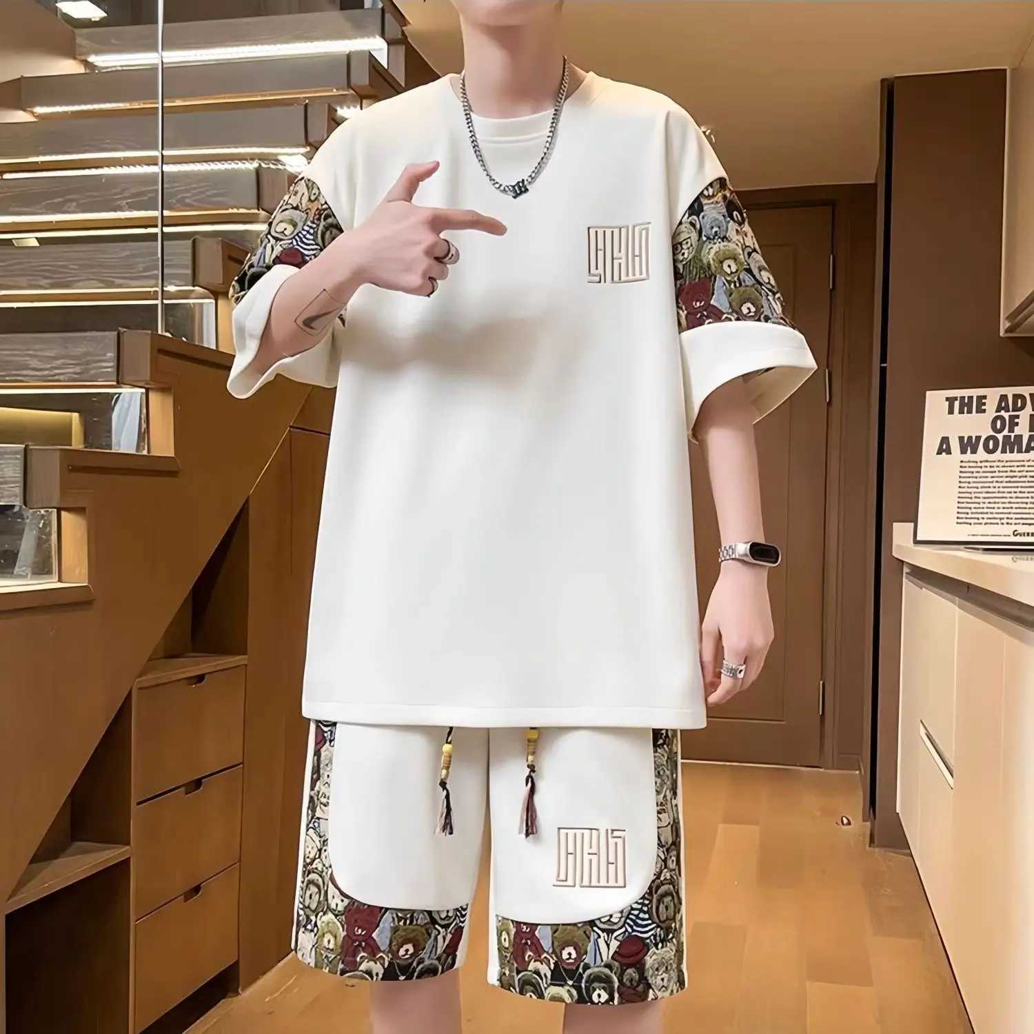 T-shirts + shorts 2025 summer fashion Sportswear shirts Mens Casual Sets Male Fashion shirts and shorts full size M-5XL W250609