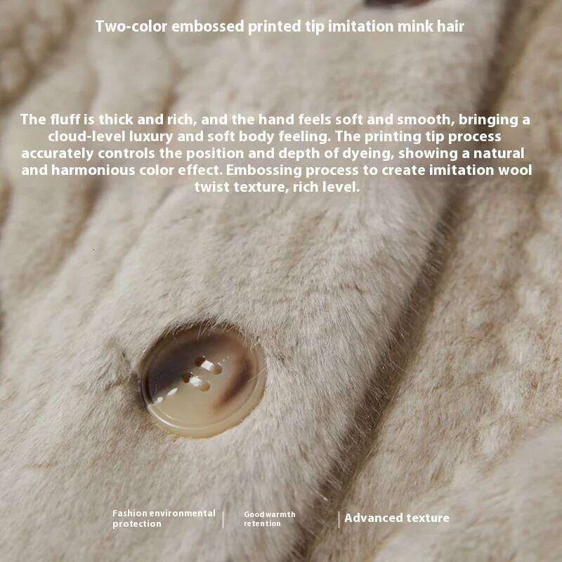 Women Cardigan Thickened Long2025Spring And Autumn V-neck Jacket Female Loose Simple Leisure With Buttons Faux Fur Mink Coat