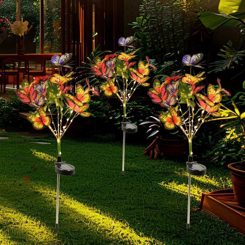 Outdoor Butterfly Sunflower Simulation Festoon Solar LED Lawn Lamp Home Garden Summer Landscape Lighting Wedding Fairy Lights W250607