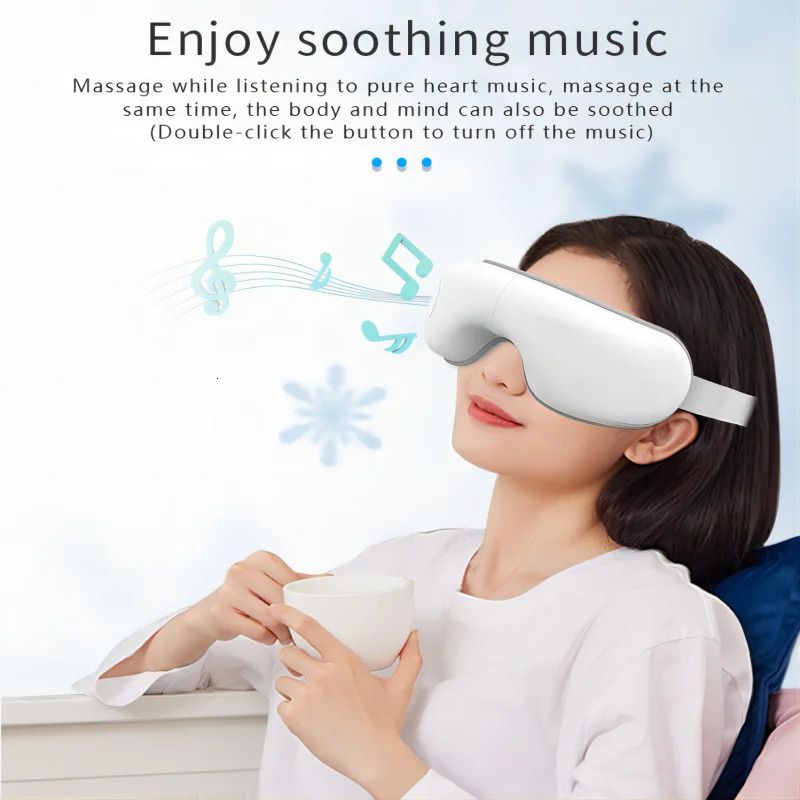Folding Eye Massager Eye Mask with Heat and Bluetooth Music Airbag Eye Care Device Gift for Eye Strain Dry Eye Improve Sleep 250603