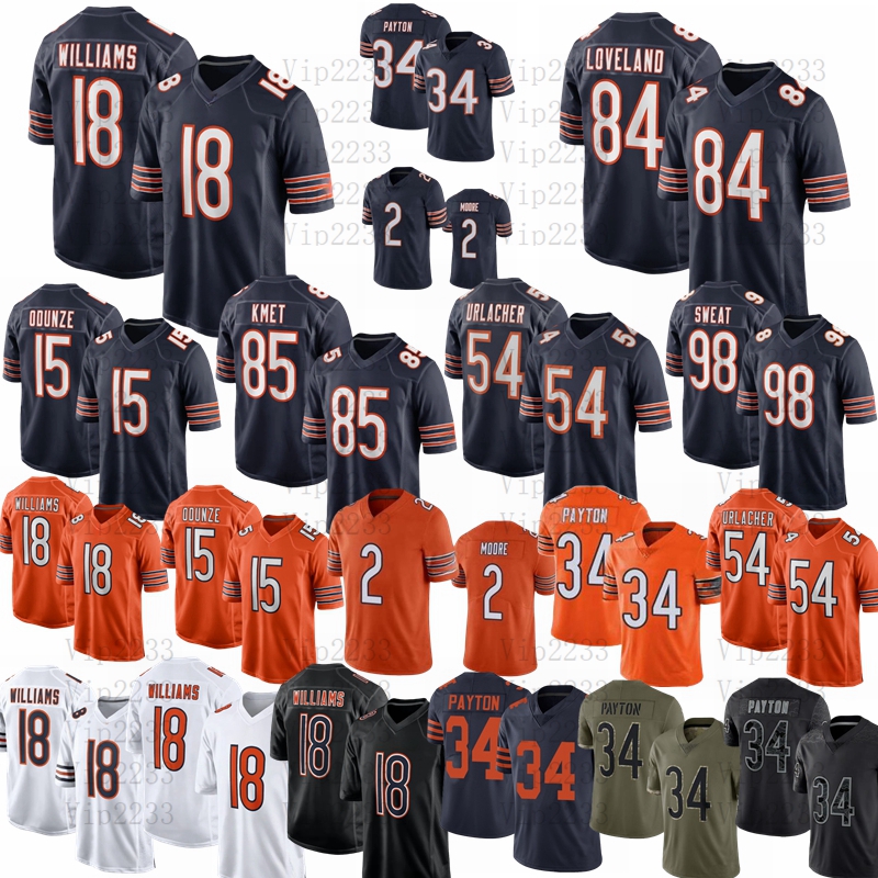 Caleb Williams 15 Rome Odunze DJ Moore Football Jersey Colston Loveland Cole Kmet Hester Swift Roschon Johnson Bagent Walter Payton Brisker Urlacher Sweat Jerseys