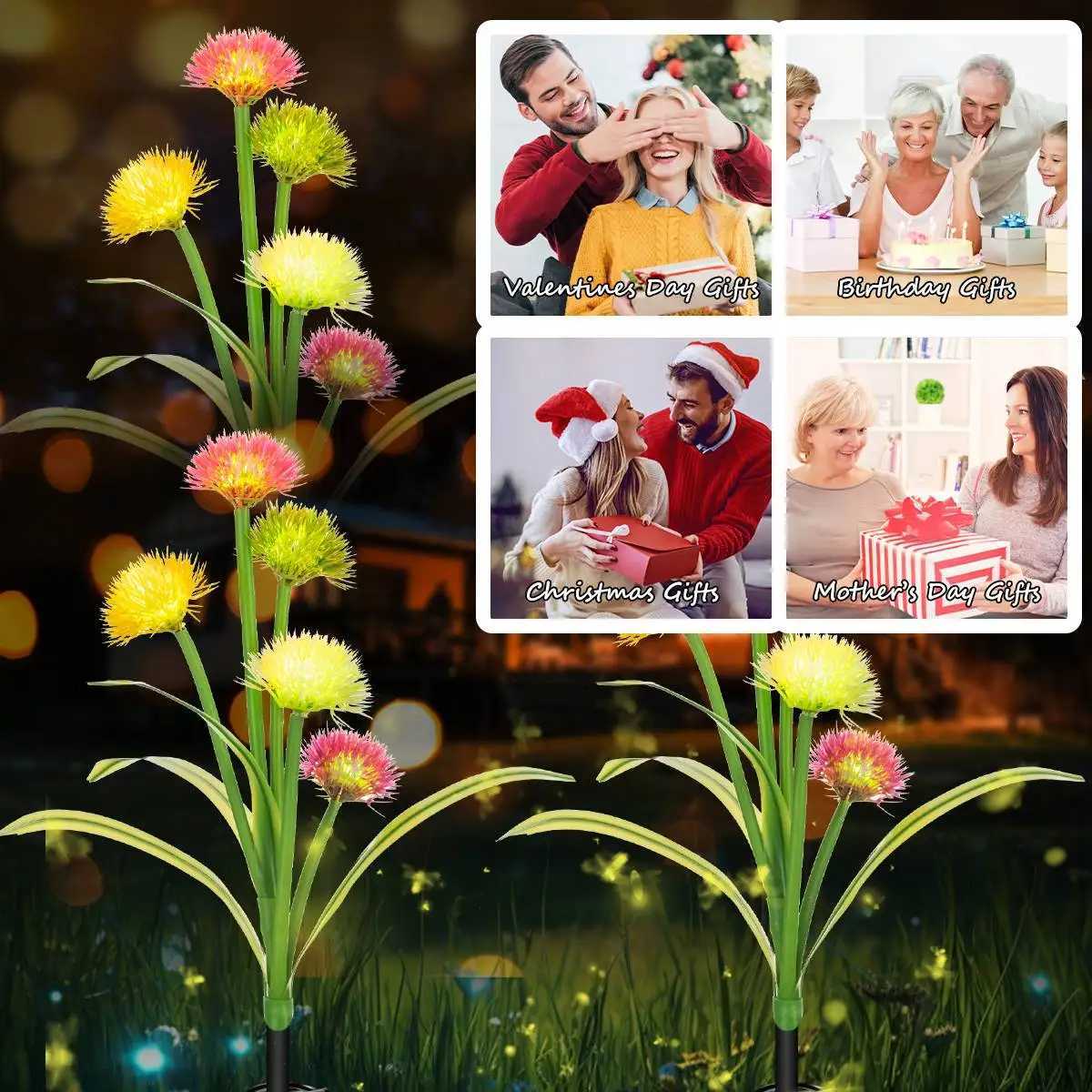 5 Dandelion Solar Garden Lights Outdoor IP65 Waterproof Simulated Flower LED Decorative Courtyard Lawn Decorative Lights XJ250606