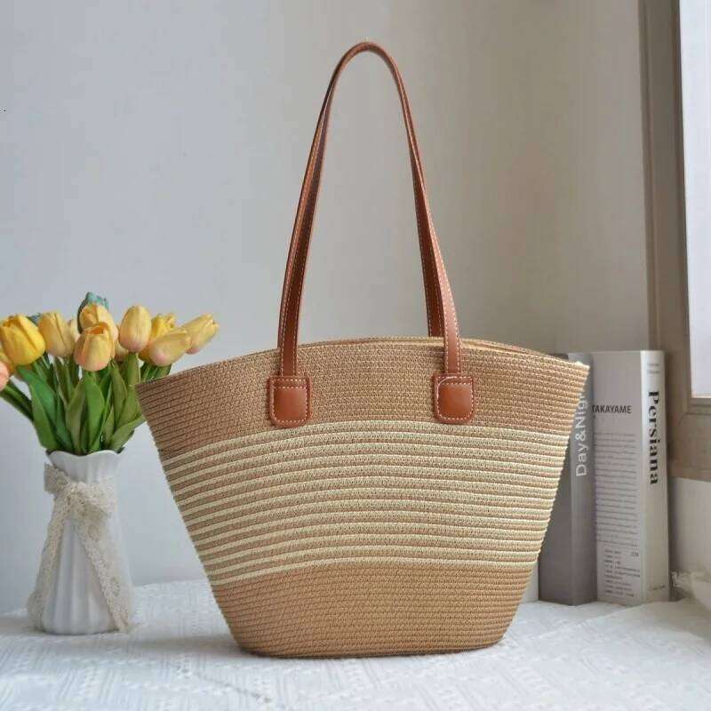 Summer Women's Straw Woven Beach Tote Large Capacity Boho Handmade Basket Bag Designer Shopper Lightweight Travel Sho