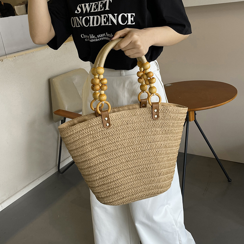 designer Niche Design Straw Woven Bag for Women 2025 New Fashion Handbag Shoulder Bag Large Capacity Vacation Beach Bucket Bag