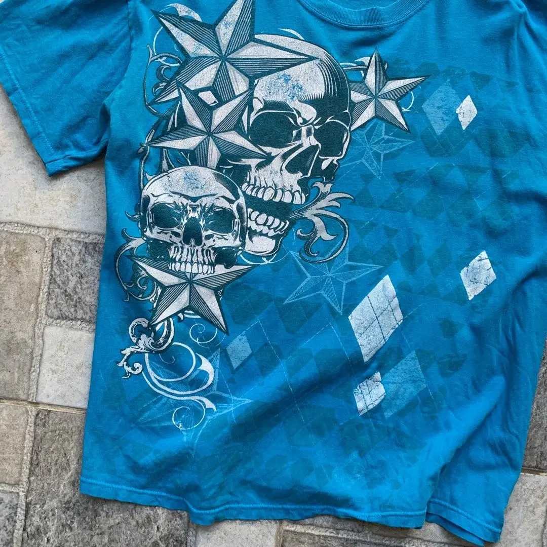 Vintage Y2K Distressed Gothic Skull Wings Printed T-shirt Men Summer Cotton Sweatshirt Hip-hop Rap Women Tops Oversized t-shirt W250607