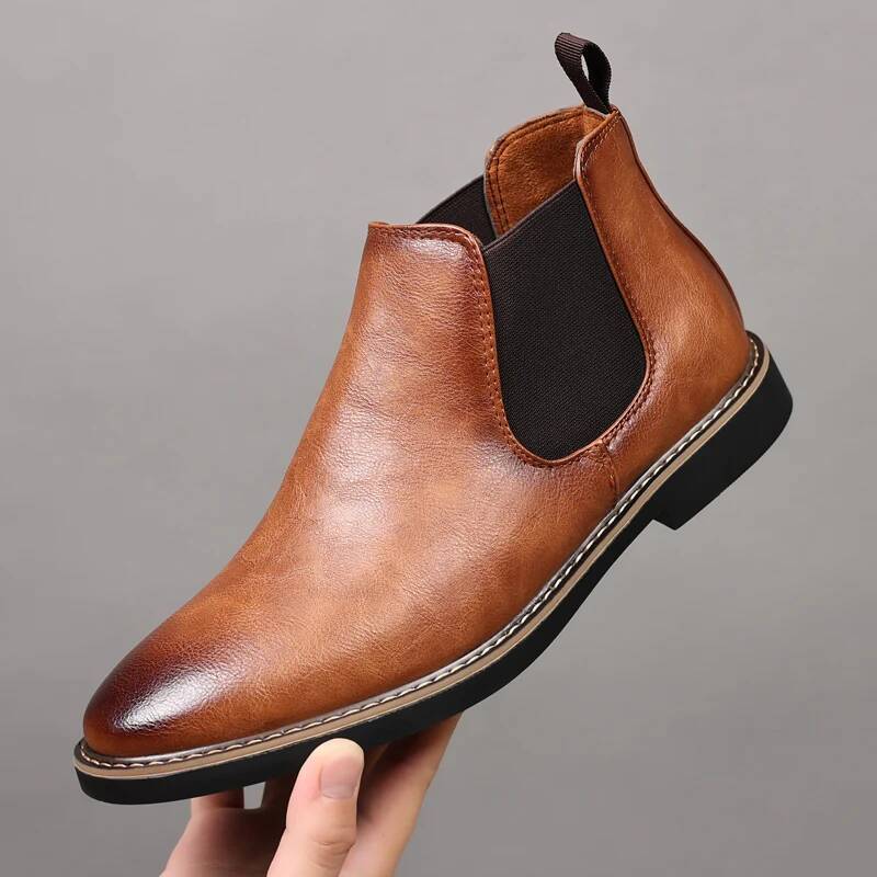 Ddmyoutdoor MAEDEF Ankle Men S Boots Retro Outdoor Casual Shoe Elastic Formal Leather Dress Shoes New Spring Autumn Outdoor Shoes
