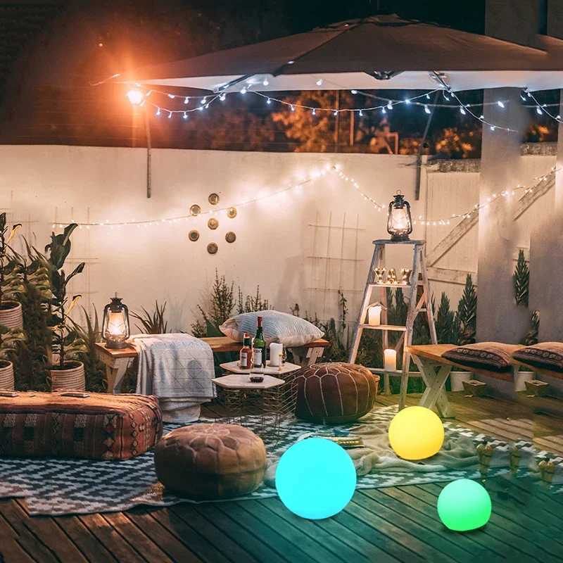 Outdoor LED Garden Ball Lights Remote Control Floor Street Lawn Lamp Swimming Pool Wedding Party Holiday Home Decoration Lamp XJ250606