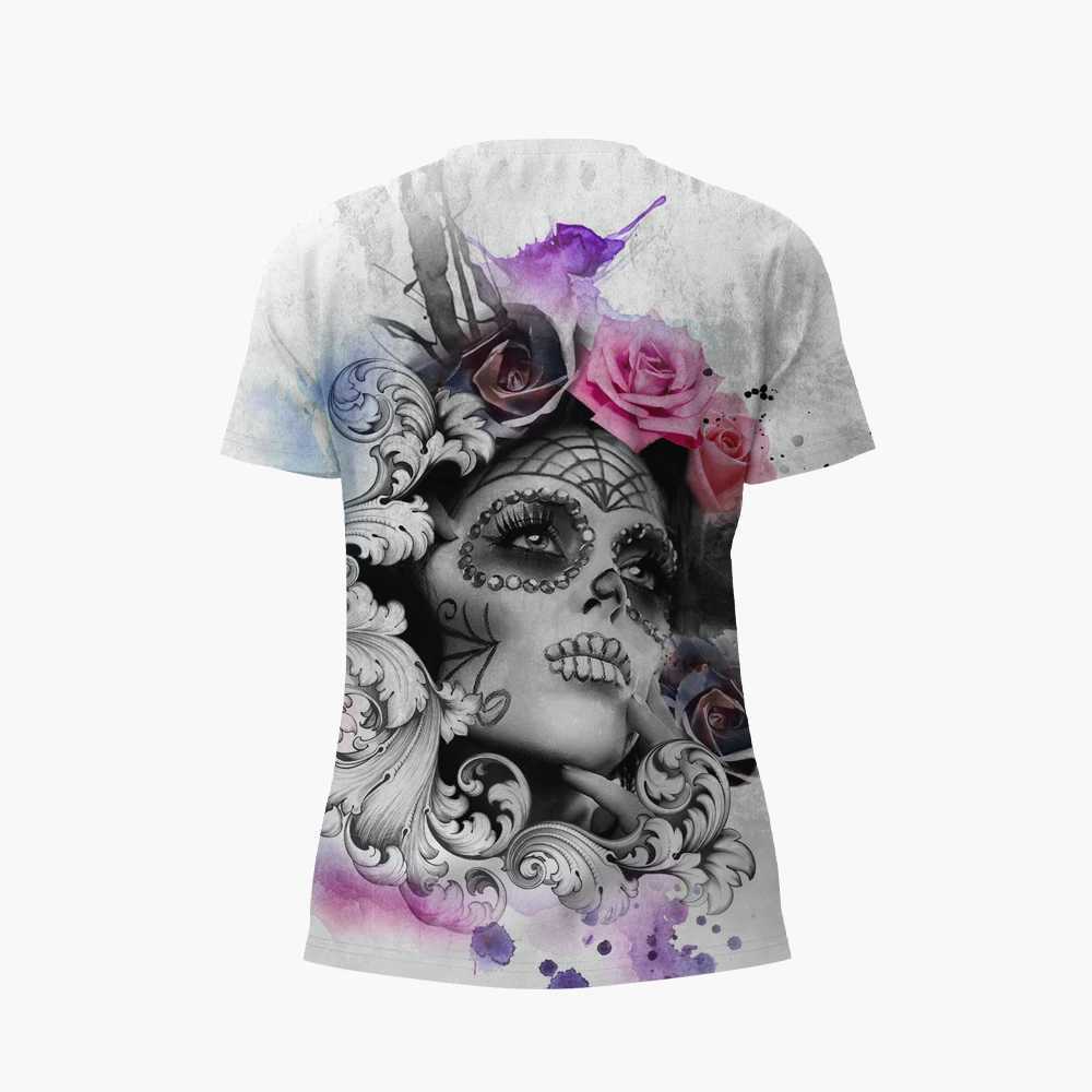 Skulls T-shirt Womens Shirt Fashion Short Sleeve New Casual Top Tee Ladies Girl Clothing V Neck T Shirt For Women W250607