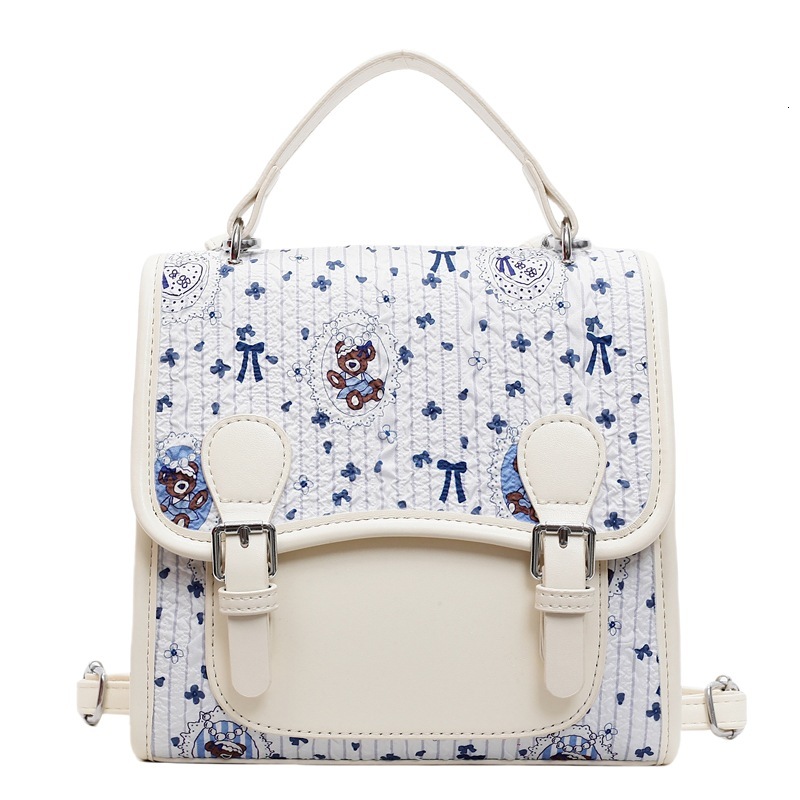 designer Korean Style Cute Cartoon Bear Handbag for Women 2025 New Fashion Casual Backpack Student School Bag