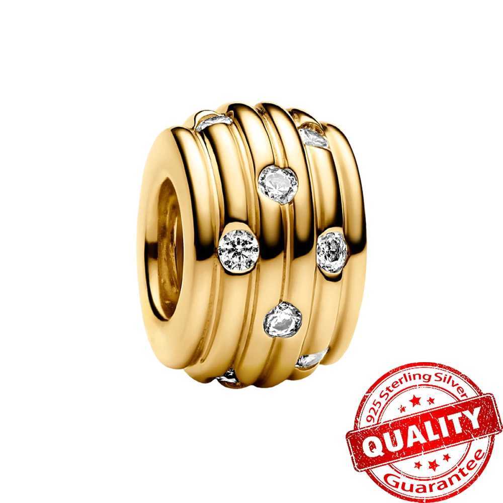 Luxury 925 Sterling Silver Double Golden Heart Split Charm Fit Original Bracelet Cute Boy Girl Pendant for Fine Jewelry XJ250607