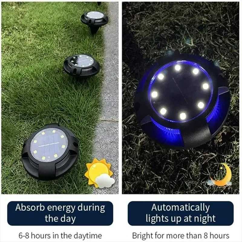 12LED Solar Power Disk Light Outdoor Garden Solar Underground Light Deck Light Spotlight Buried Solar LED Lamp Garden DecorXJ250606