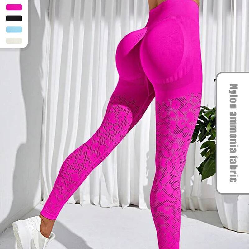 Seamless Tie Dye Sexy Hollow Out Leggings Women Gym High Waist Hip Liftting Fashion Trainning Running Yoga Tights