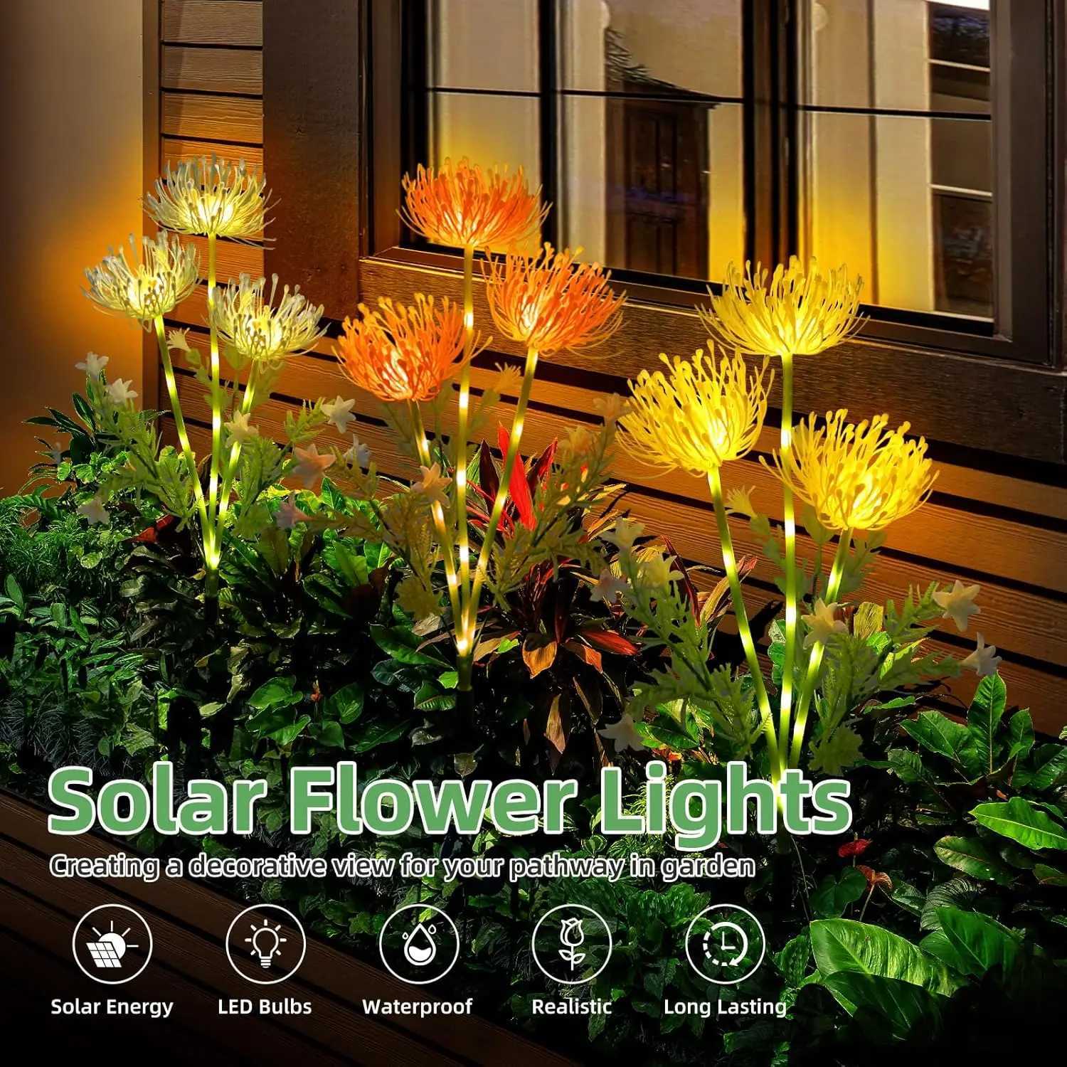 1pc Solar Garden Lights solar shore flower lights solar outdoor LED lights for garden pathway lawn and courtyard decoration. XJ250606