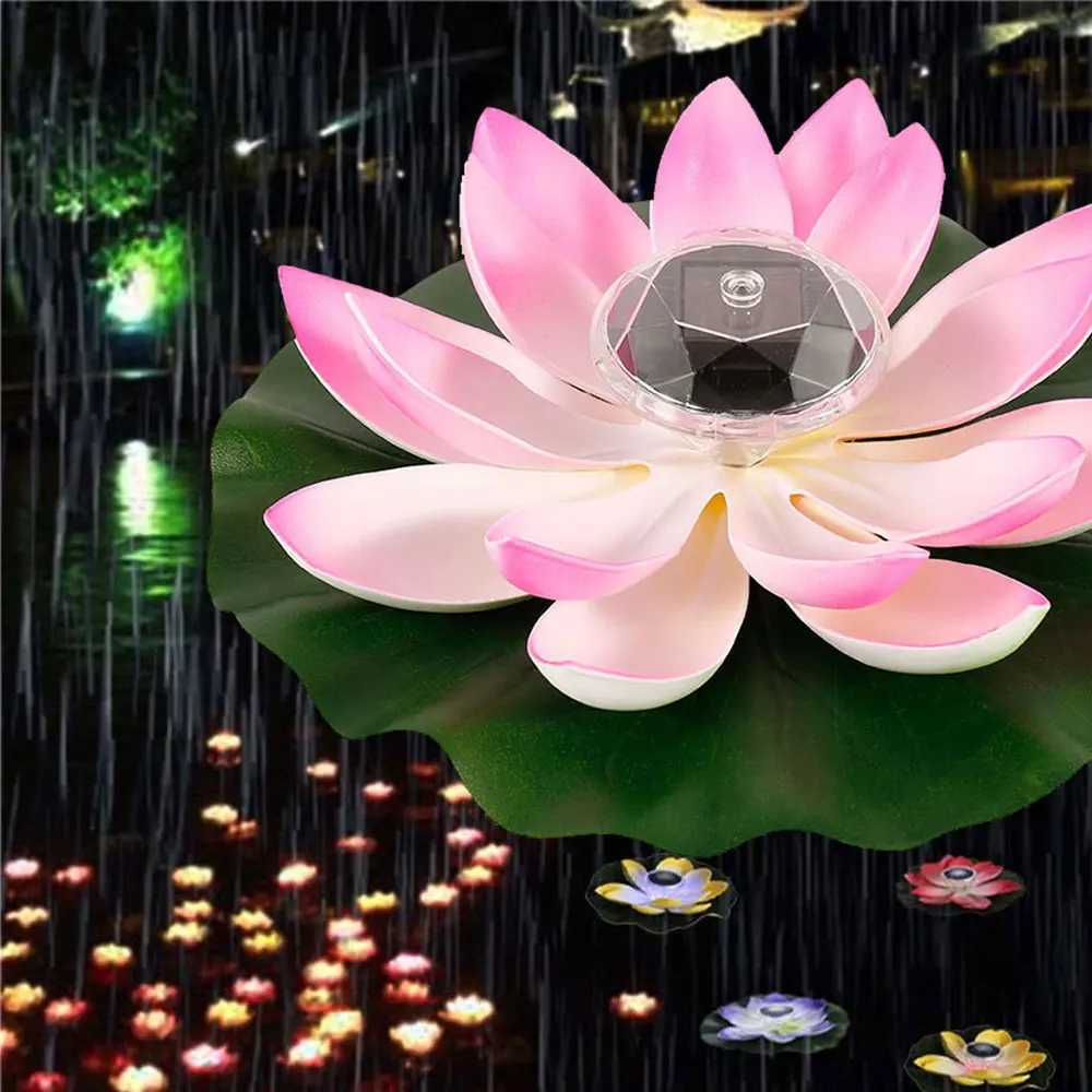 Floating Lotus Light Solar Powered Lotus Lamp with 7 Colors RGB LED Light Waterproof Lotus Light Water Floating Lotus Night Lamp XJ250606