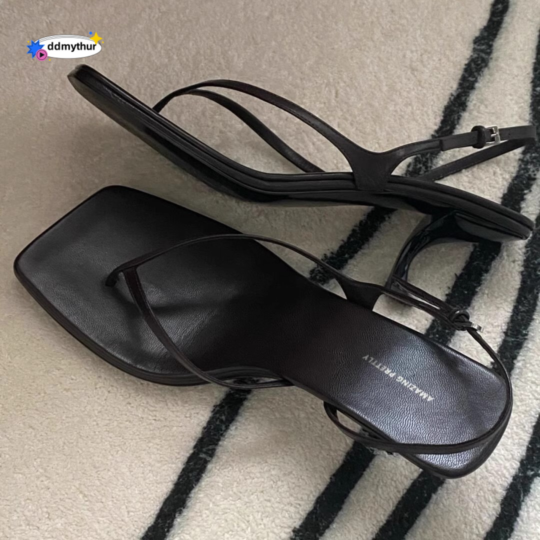 French Style High Heels Thin Heel Summer Fashion Toe Post Women 2025 New Back Strap Thong Sandals ddmythur