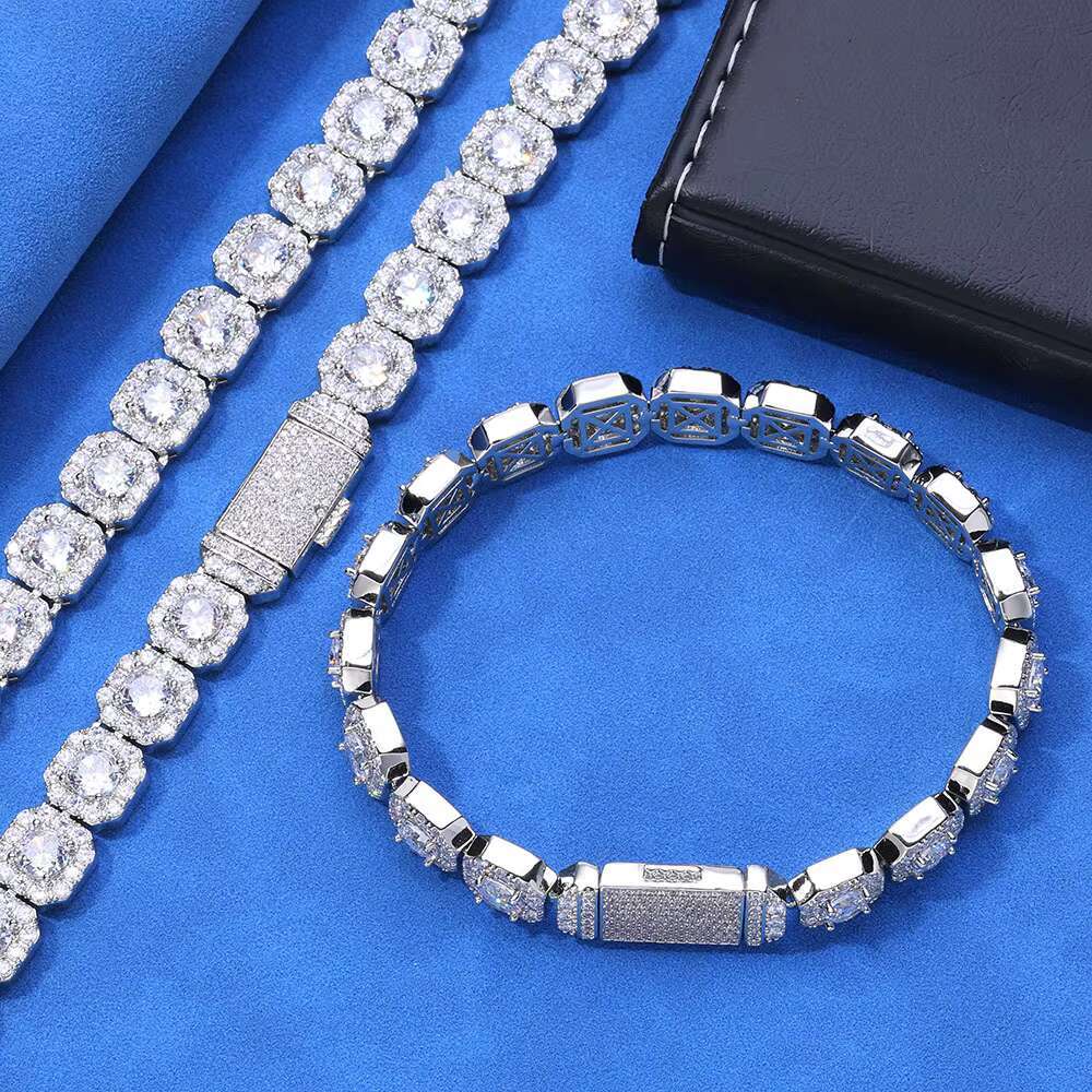 Hip Hop Bracelet Rock Candy Chain S925 Silver Moissanite Bracelet Trend Personality Accessories Mens Bracelet