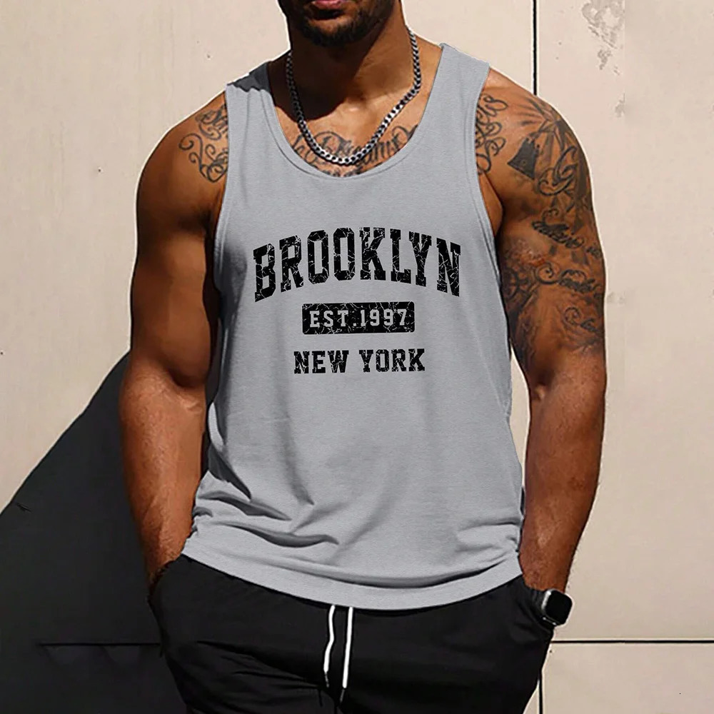 Funny 3D Letter Print Mens Tank Top Fashion Quick Dry Breathable Loose Sleeveless Shirt Summer Run Fitness Vest Gym Tshirt Man 250527