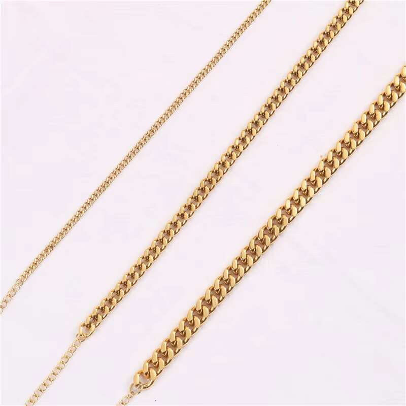 Tarnish Free 18k Gold Plated Cuban Chain Anklet Stainless Steel Jewelry