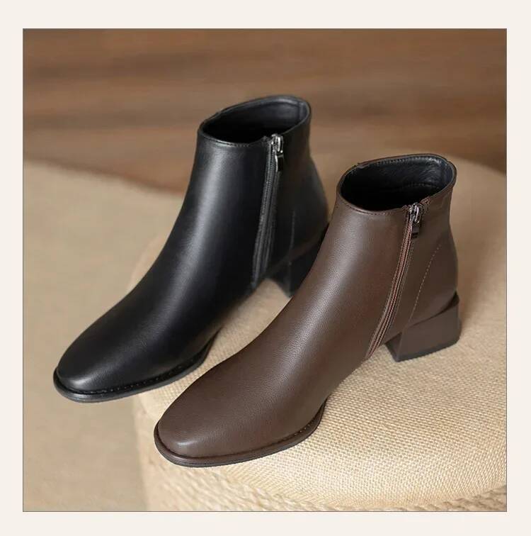 Ddmyoutdoor Women S Ankle British Style New Pointed Boots Low Heel Anti Slip Zipper Outdoor Work Shoes Botas Mujer Outdoor Shoes