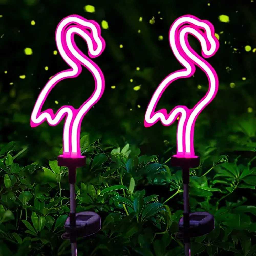 1/2/4 Pack Solar Neon Light Outdoor Flamingo Garden Lawn Decorations Solar Lights Outdoor Waterproof LED for Yard Garden PathXJ250606