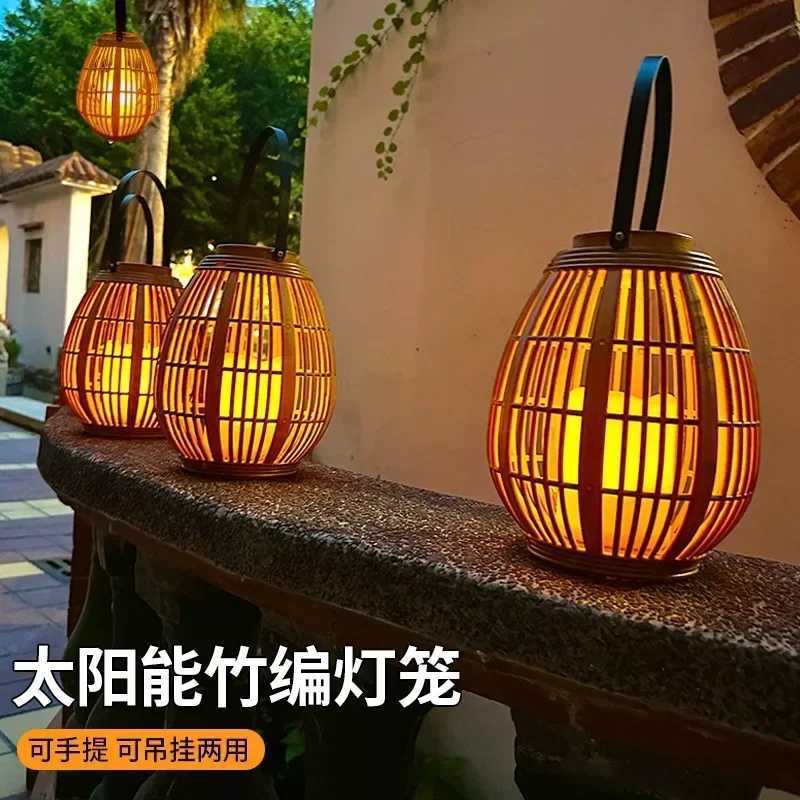 Outdoor Bamboo Solar Lights Portable Tree Hanging Lamp Solar Powered Landscaping Balcony Atmosphere Garden Solar Lamps W250607