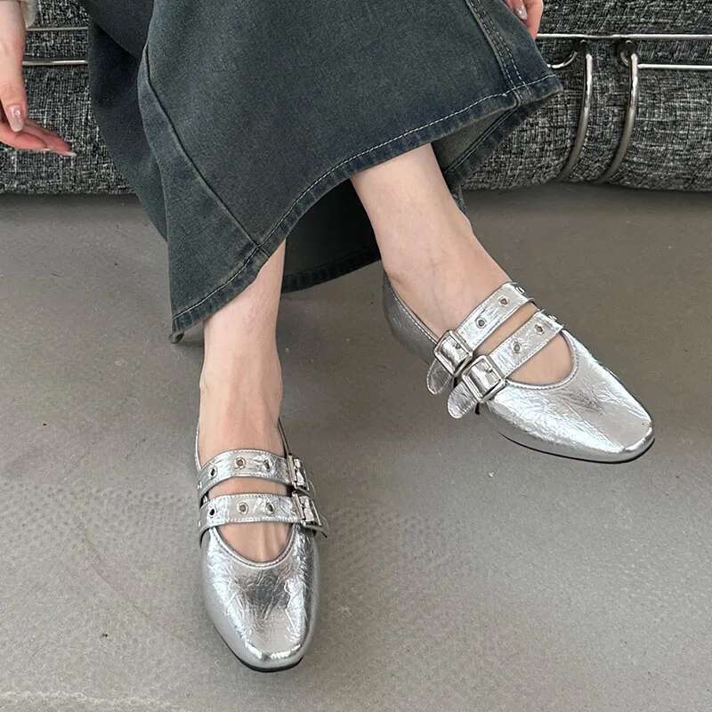 Female Footwear Round Toe Women Mary Janes Shallow Fashion Buckle Strap Ladies Ballet Flats Shoes