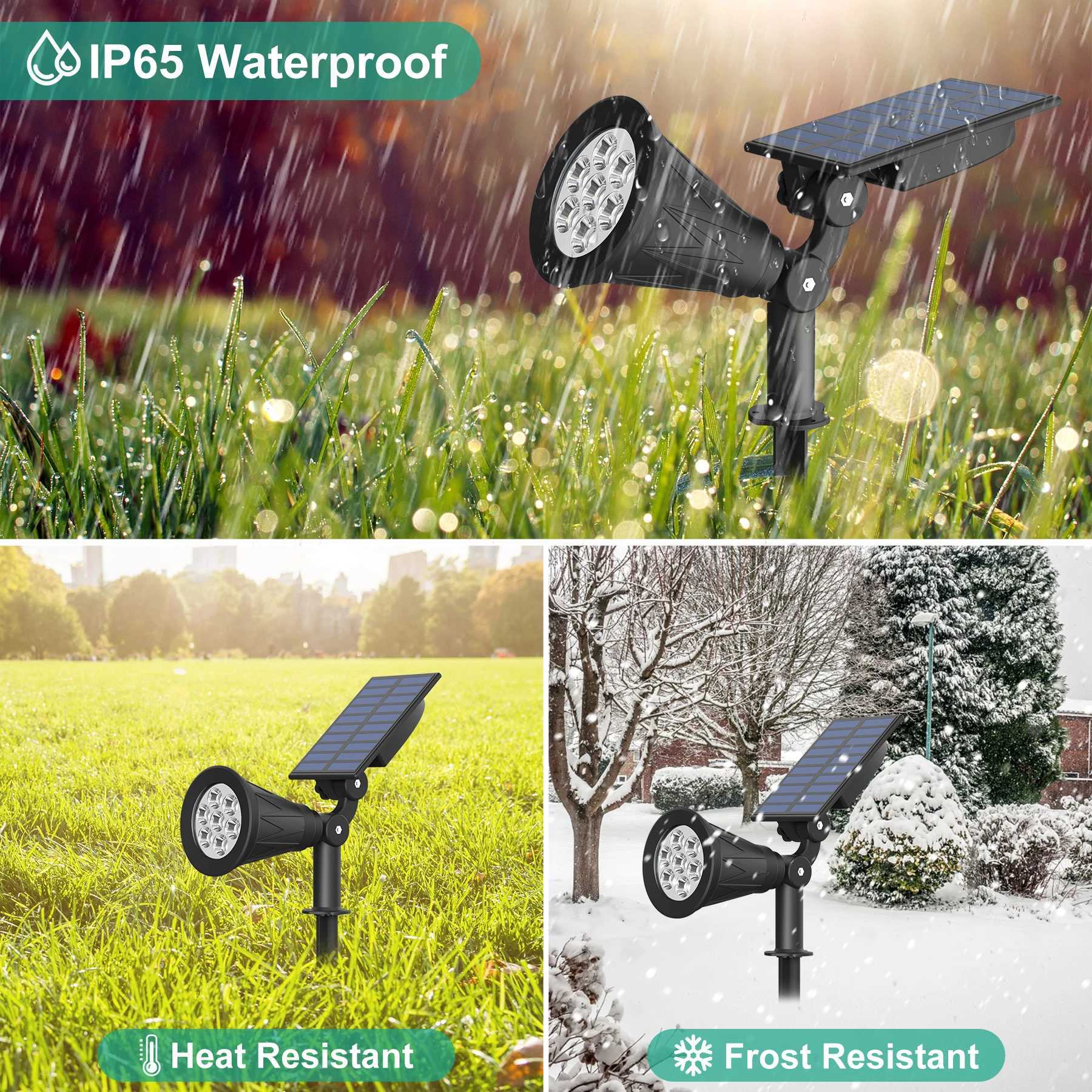 2PCS RGB Solar Light Outdoor Garden 7leds Spotlight for Landscape Tree Wall Solar Lamp IP65 Waterproof Pathway Street LED LightXJ250606