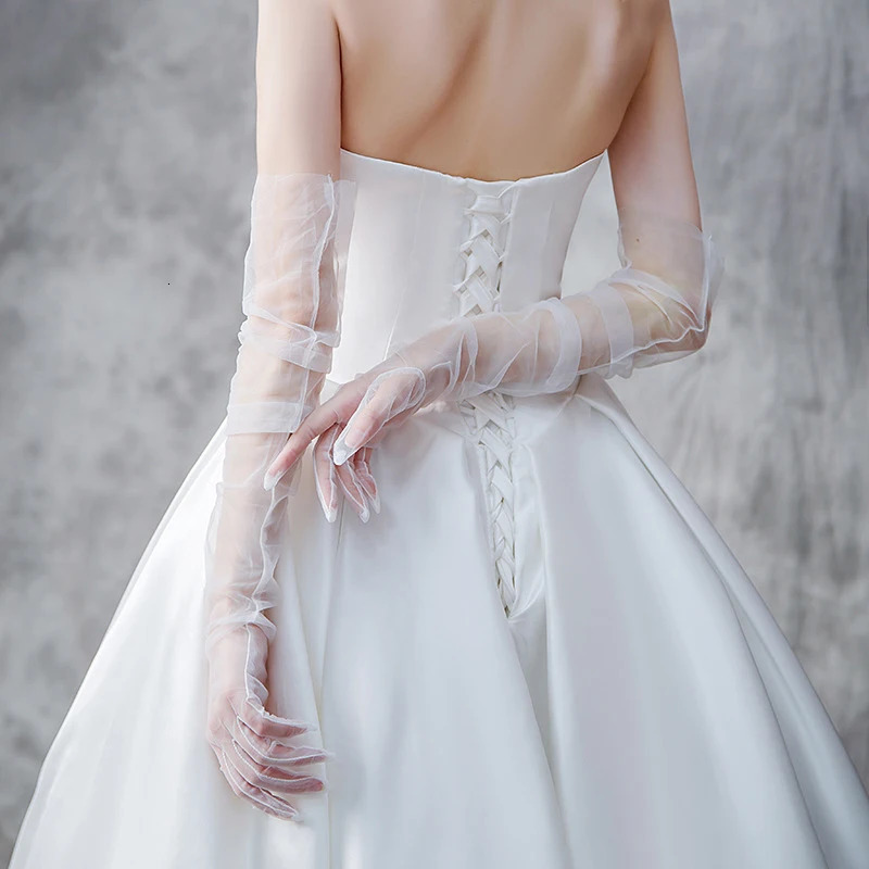 70cm Women Long Ultra Thin Gloves Tulle Elbow Wedding Party Bride Dress Mittens Sheer Transparent Vintage Black White Mesh Glove 250603