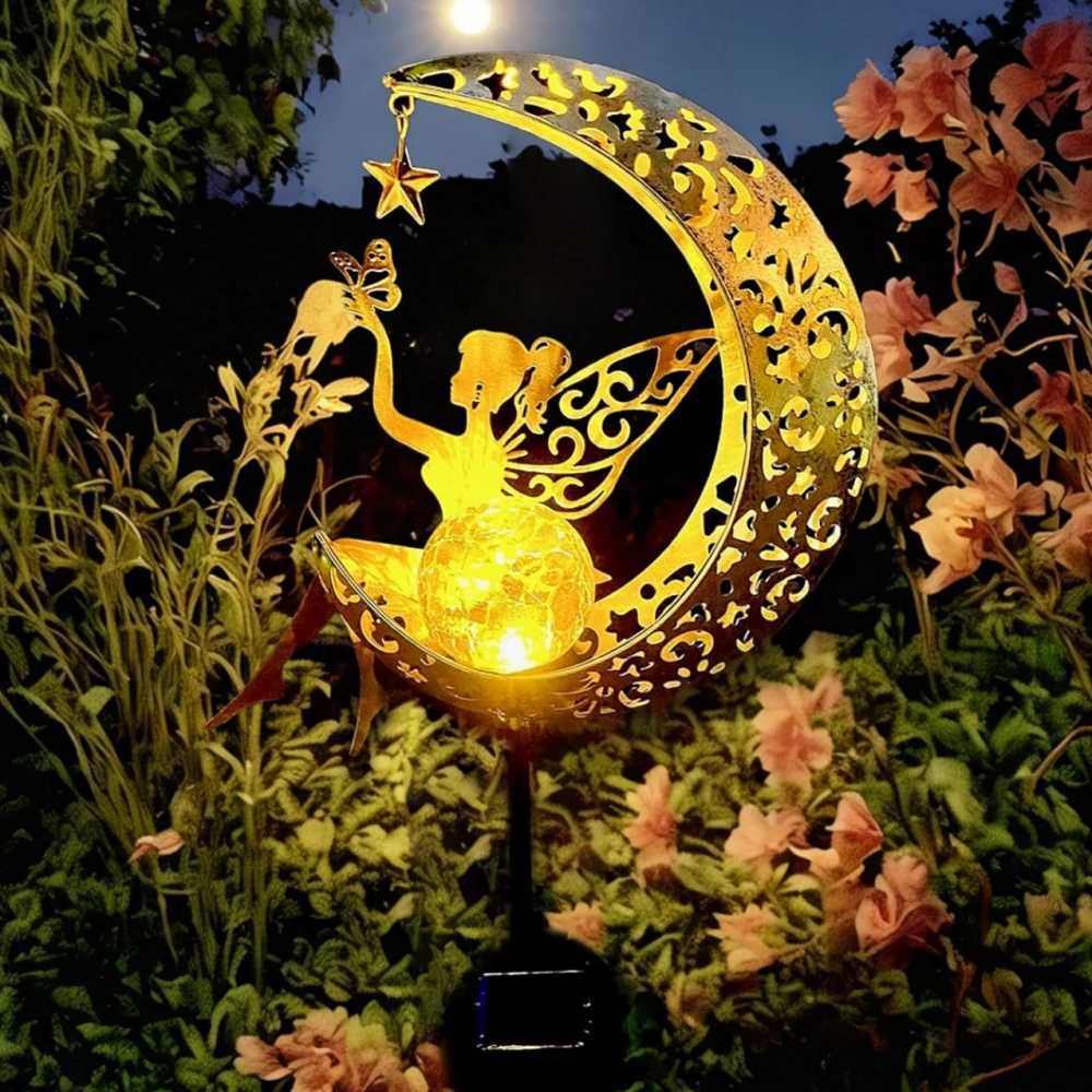 Solar Garden Statues Outdoor Decor Fairy Moon Figurine Light Stake Ornament for Patio Lawn Yard Pathway gift for Mom Grandma XJ250606