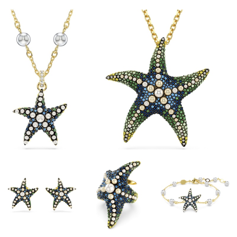 Luxury big starfish designer necklace ring earrings bracelet for women retro 18k gold exaggerate beach holiday conch shell earrings necklaces jewelry