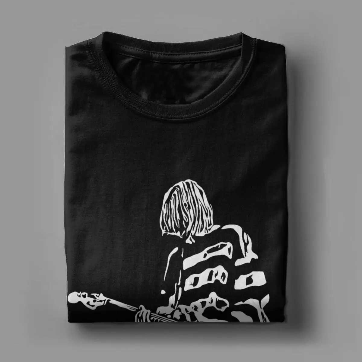 Kurt Cobain Guitar Mens T Shirts Cool T Shirt Short Slve Crewneck T-Shirt 100% Cotton Classic Clothing X250607