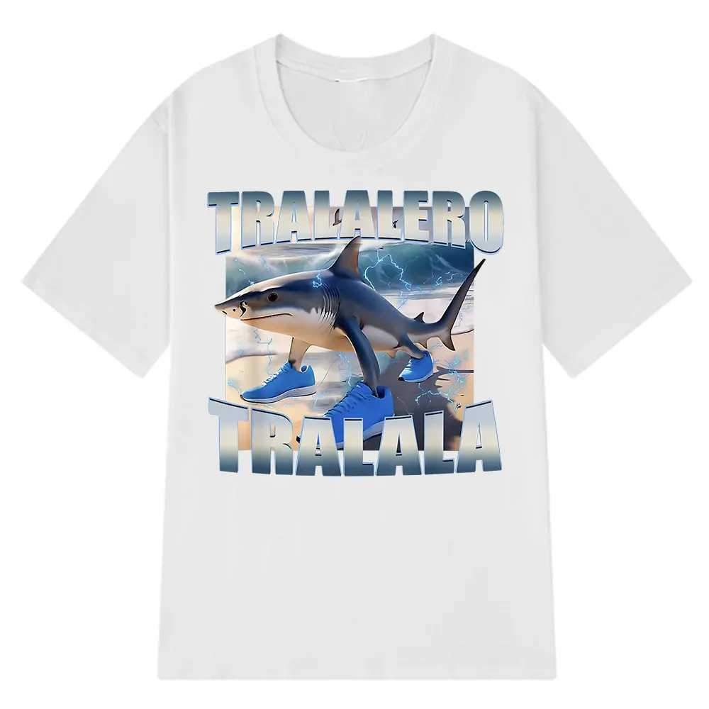 Tralalero Tralala Funny Meme T-shirt Men Women Clothing Fashion Vintage T-shirts Casual Cotton Short Slve T Shirts Tops X250607