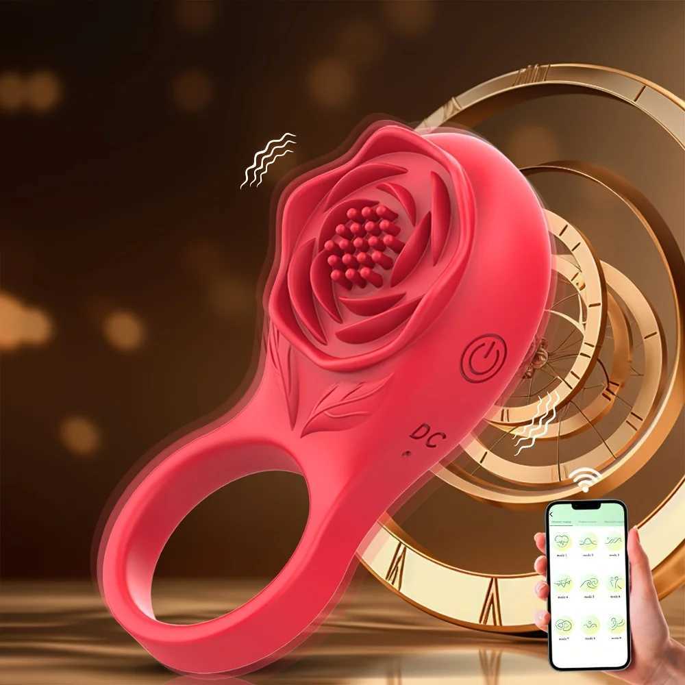 Vibrating Cock Ring Vibrator Rose Penis Ring with Clit Stimulator Intimate Sex Toys Long Lasting Stronger Vibrators Ring for MenXJ250607