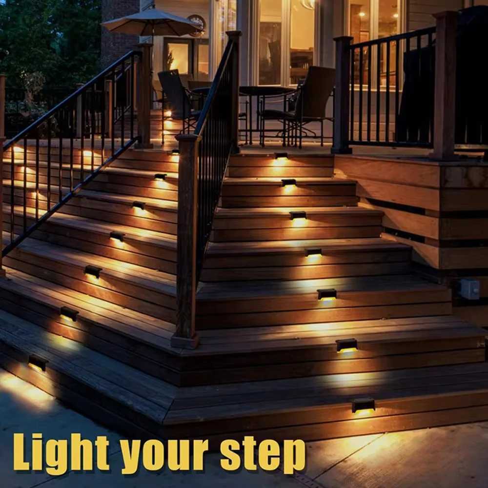 8pcs LED Solar Step Lamp Outdoor Garden Lights Solar Stair Light Waterproof Fence Lamp Decoration for Patio Path Deck Stair W250607