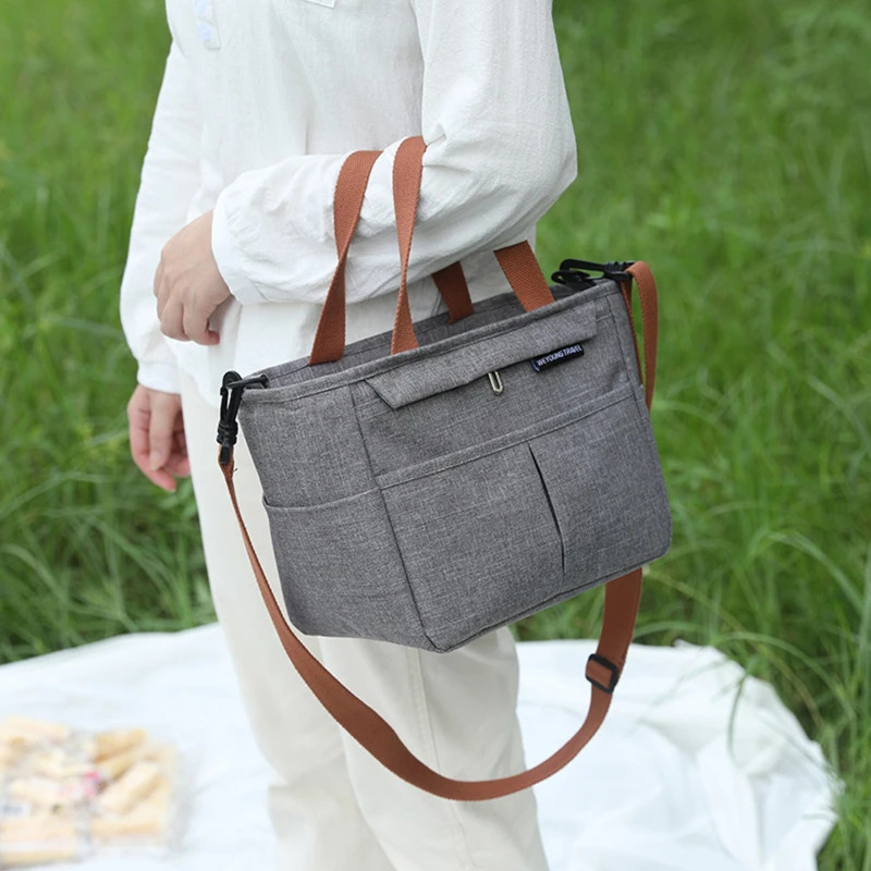 Portable Lunch Box Insulated Thermal Bag Picnic Food Cooler Pouch Large Capacity Shoulder Bento Storage Bags for Women 250606