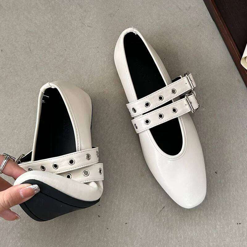 Female Footwear Round Toe Women Mary Janes Shallow Fashion Buckle Strap Ladies Ballet Flats Shoes