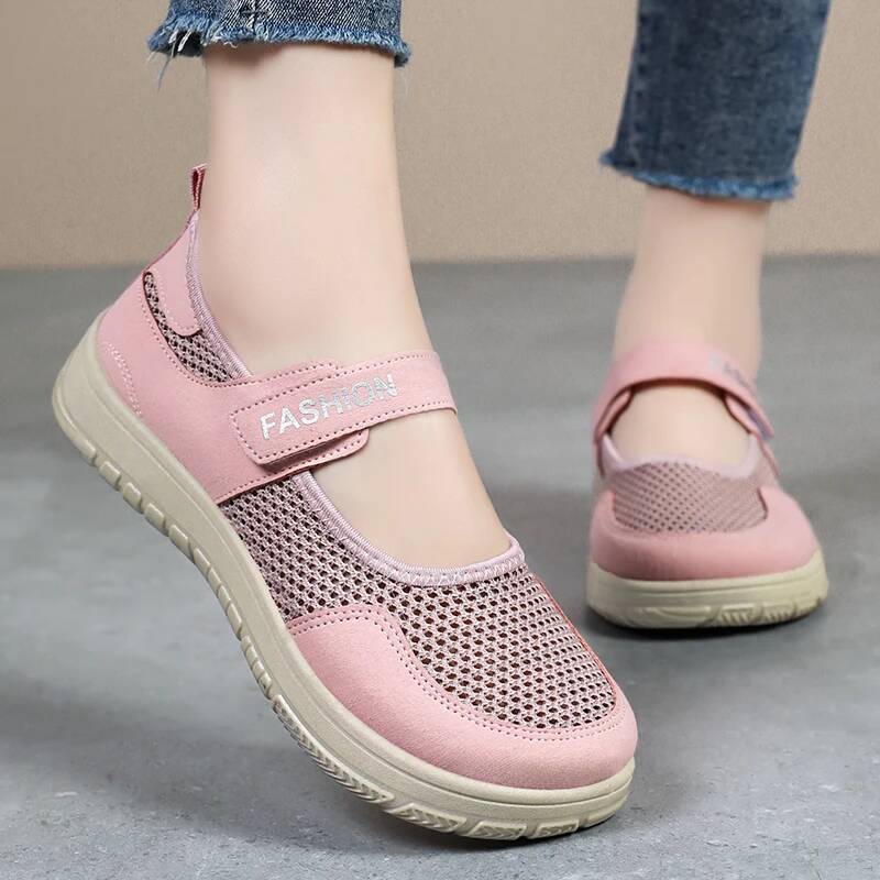 Ddmyoutdoor Ddmyoutdoor Women Summer Mesh Outdoor Flat Bottomed Soft Sole Breathe Cover Wearing Healthy Walking Casual Vulcanized Shoes Outdoor Shoes