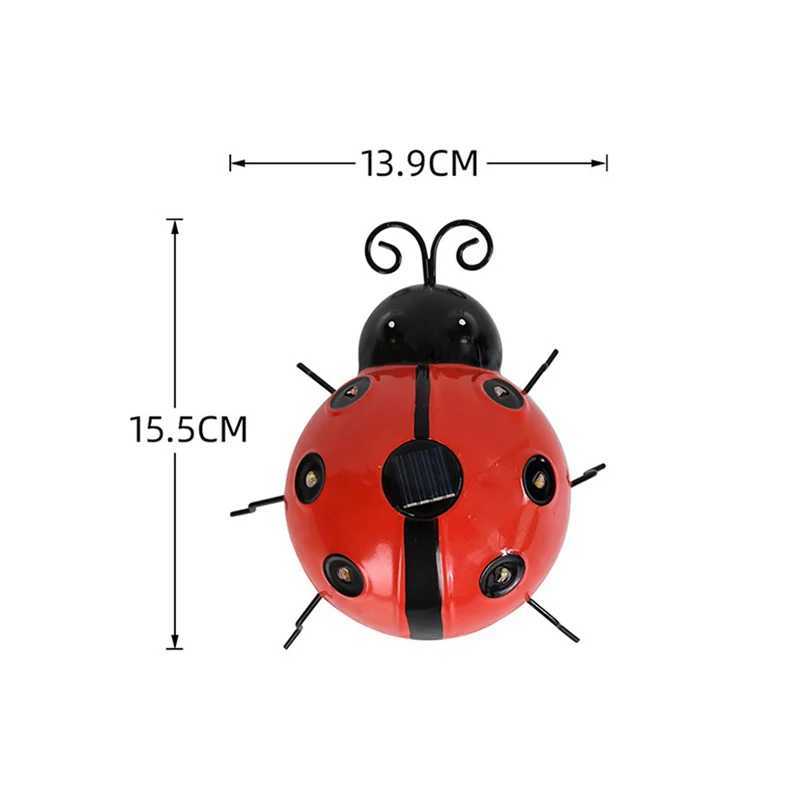 Solar Ladybug Lamp Outdoor Waterproof Garden Statue Wall Hanging LED Solar Powered Light For Garden Lawn Tree Landscape DecorXJ250606