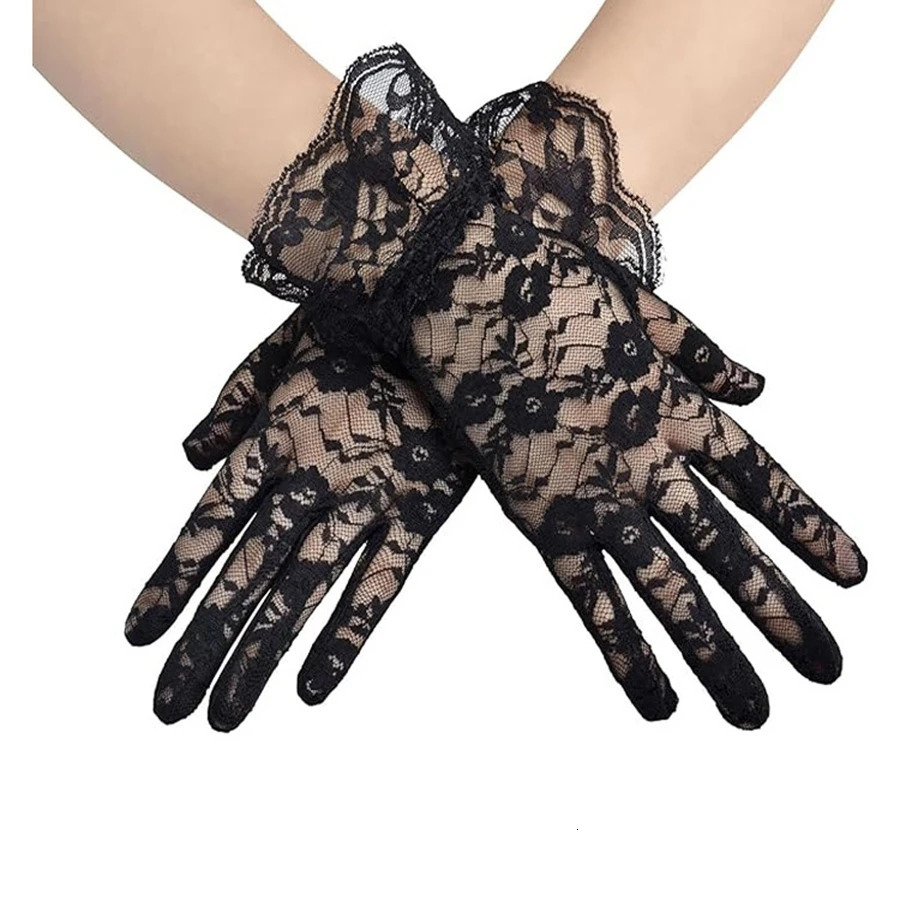 Arrival Black White Red Short Lace Gloves Bride Gloves For Bride Finger Guantes 2025 250603
