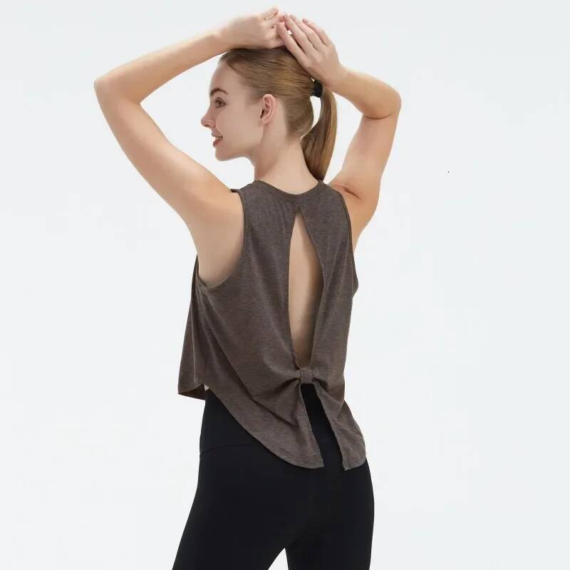 STOUREG New Women's Hollowed Out Dovetail Top Yoga Wear, Outdoor Running Sports Fiess Tank Tops,Gym Shirt