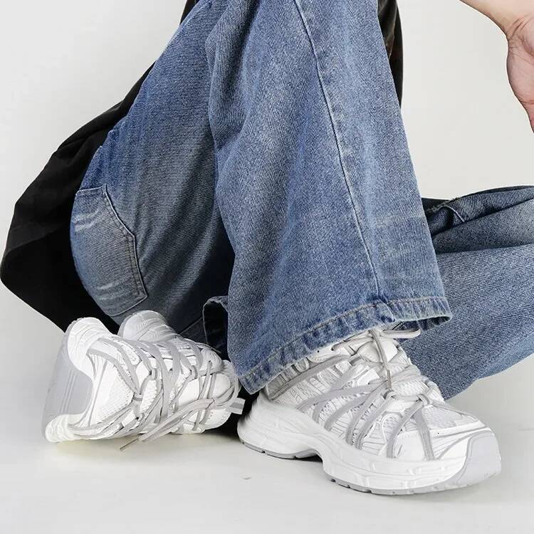 Ddmyoutdoor Men S New Trend Fashion Sneakers Breathable Comfortable Thick Sole Retro Lightweight Sports Lace Up Running Shoes Outdoor Shoes