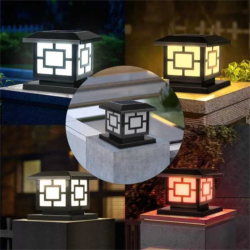 Timed LED Solar Outdoor Light Pillar Solar Lights Waterproof Thick Garden Pathway Parking Yard Outdoor Decor Lamp RC Solar Light W250607