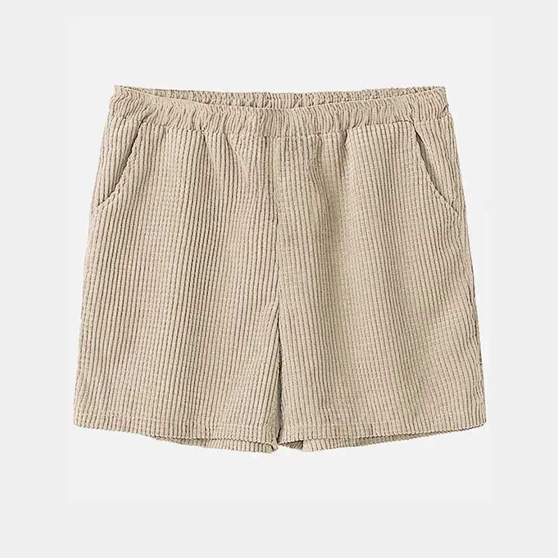 Men Sets Casual Loose Waffle Corduroy Short Sleeve Suit Casual Two Piece Set Summer Solid Color Top and Shorts W250609