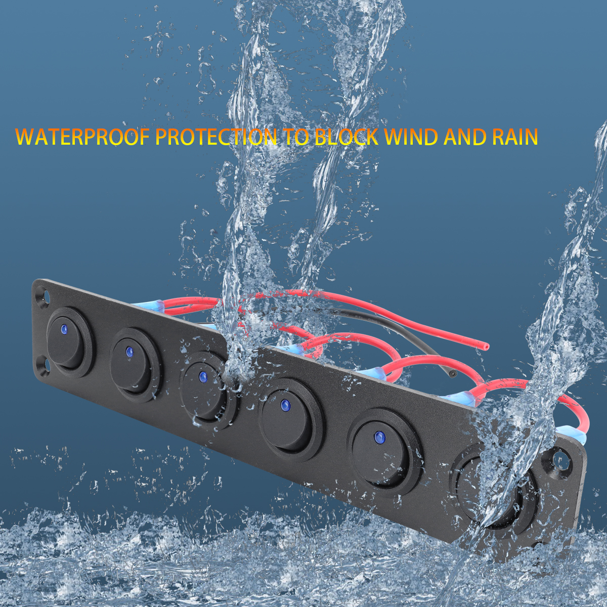 Rocker Toggle Switch Panel with 12V DC Round Dot Lighted 20A 3 Pins ON/Off SPST Switch Control for Car Or Boat Blue LED Light