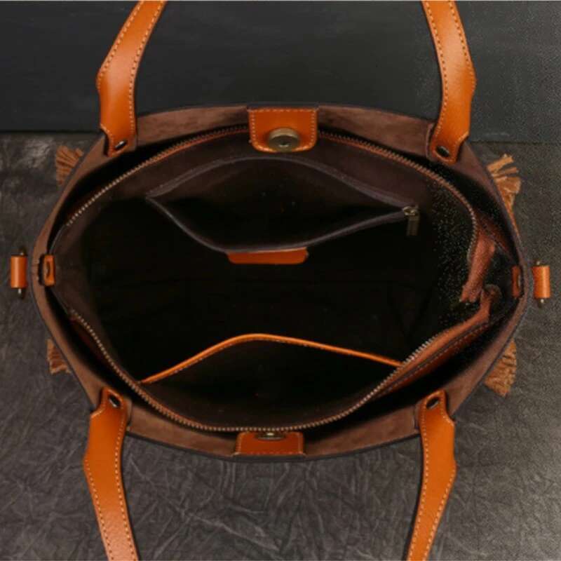 MOTAORA New Retro Casual Handbag Women's Genuine Leather Shoulder Tote Female Handmade Emed Cowhide Crossbody Bucket Bag
