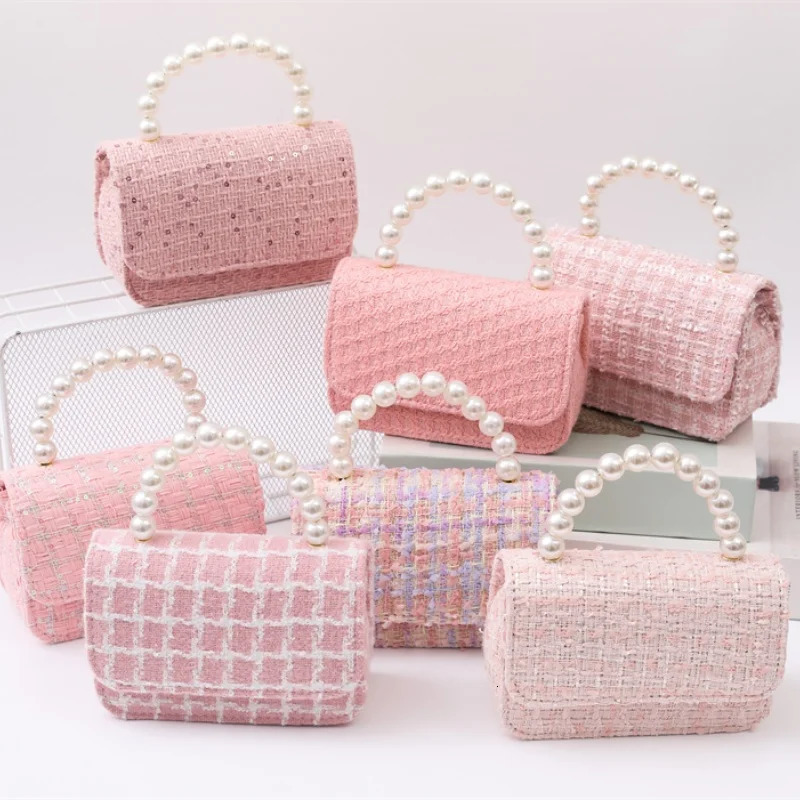 Childrens bag girls woven handbag crossbody princess chain mini purses and handbags for girls 250605