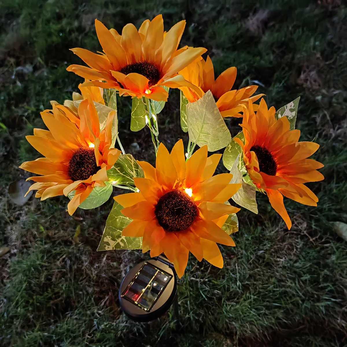 7 Heads LED Solar Simulation Sunflower Light Garden Yard Lawn Night Lights Landscape Lamp Home Christmas Decoration Flower Light XJ250606