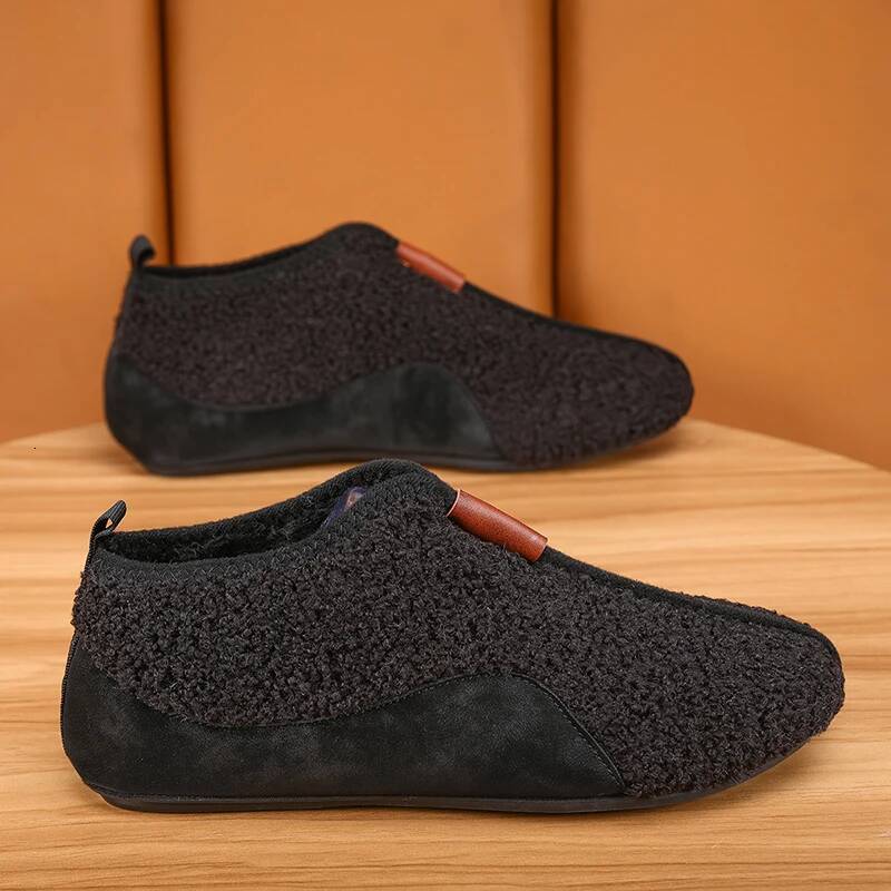 Ddmyoutdoor Men Winter Cotton Slippers Warm Plush Soft Sole Comfortable Indoor Home Slides Solid House Male Walking Flats Shoes Outdoor Shoes