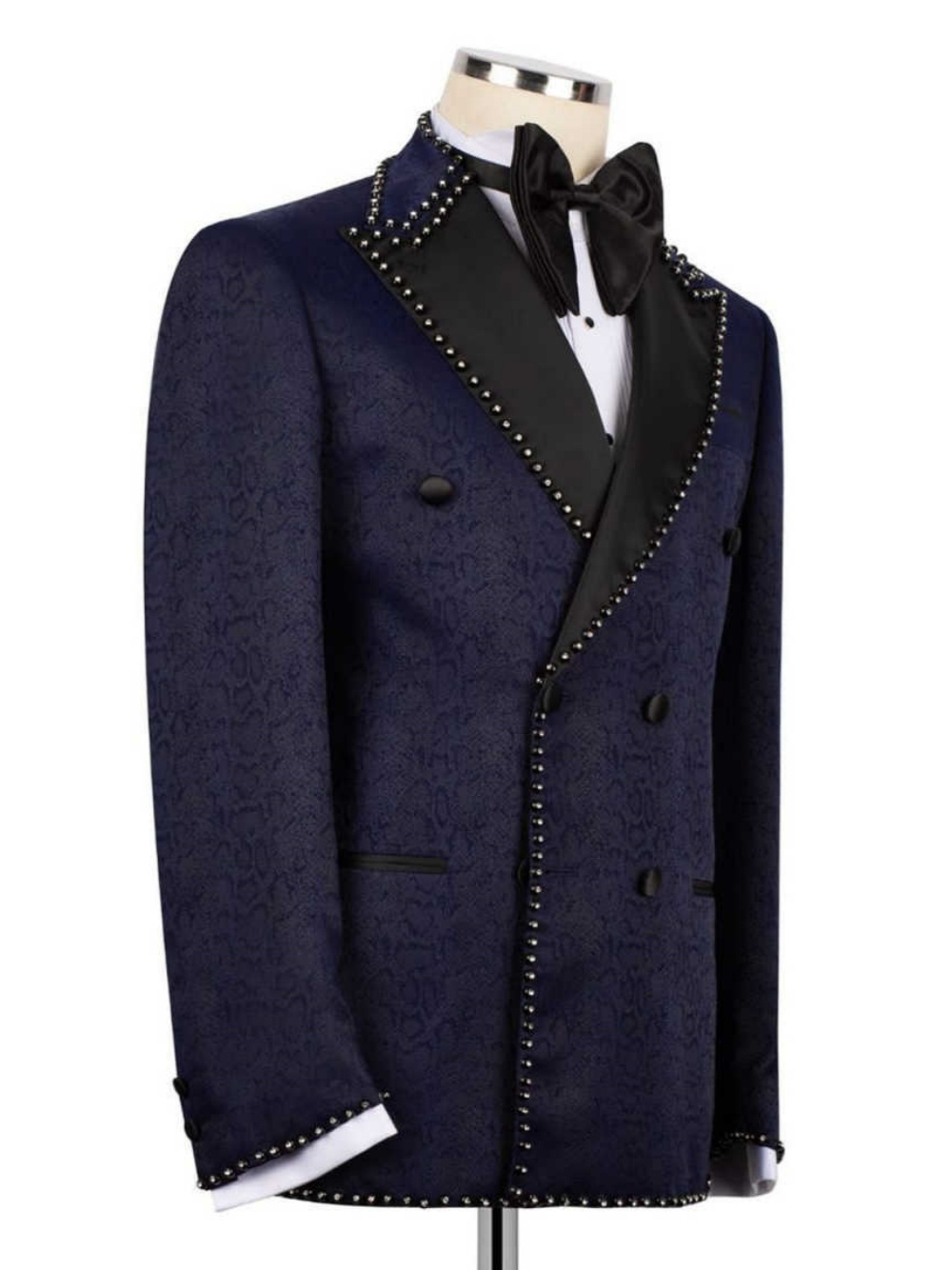 Luxurious Jacquard Wedding Tuxedos 2 Piece Set Jacket Pants Beaded Men Suit Handsome Groom Wear Party Evening Suits Customized