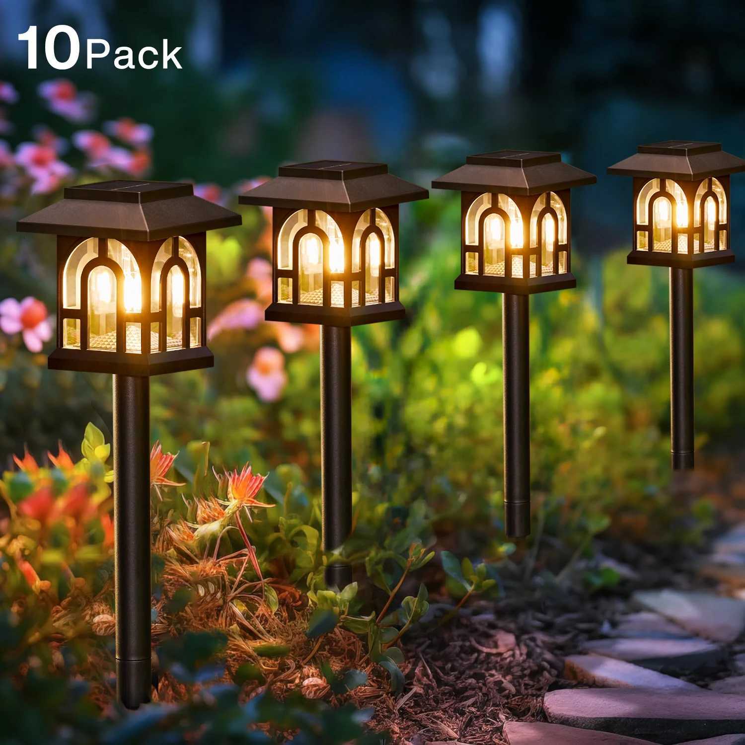 6/10 Pack Solar Pathway Lights Outdoor Solar Landscape Path Yard Lights Auto On/Off for Outside Yard Lawn Patio Walkway XJ250606